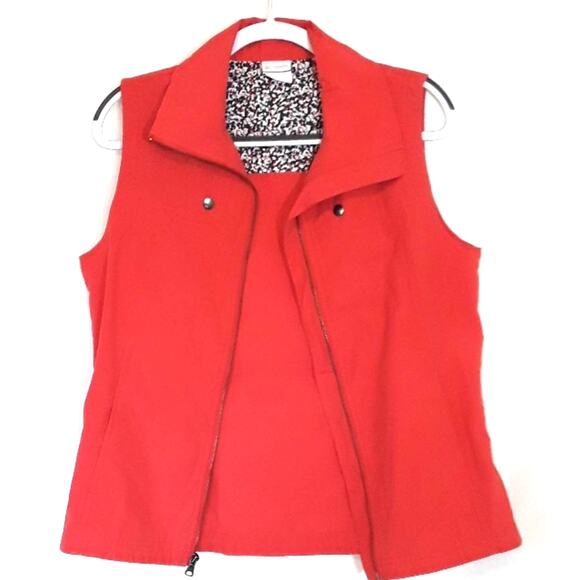Columbia Jackets & Blazers - Womens Sz M Orange Full Zip Cotton Blend Pockets Lightweight Columbia Vest